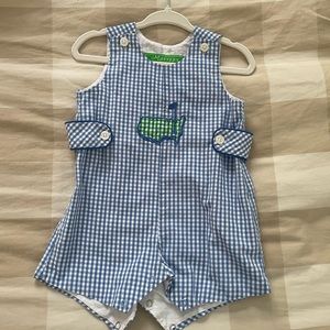 Masters Kids Gingham Checkered Blue Jon Jon, Size 6 months